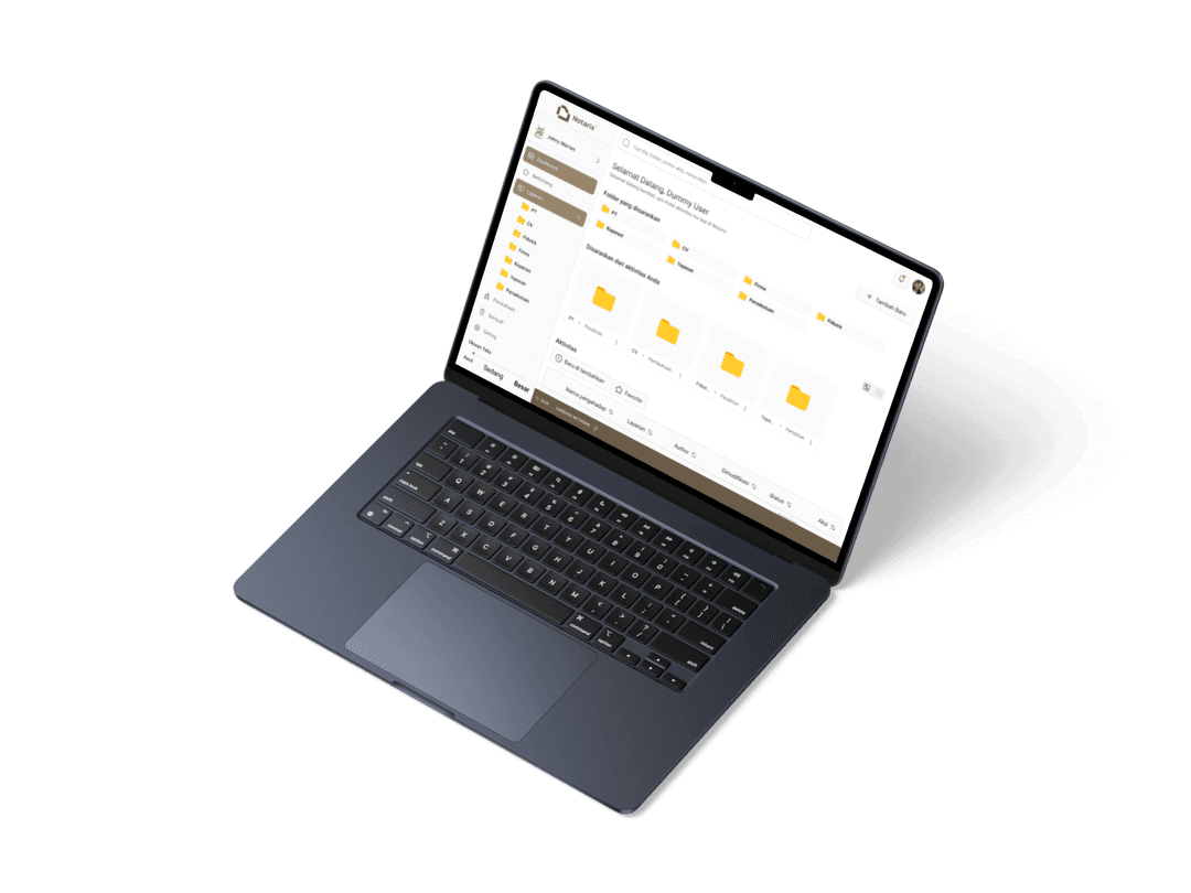 Preview dashboard Notarix di laptop